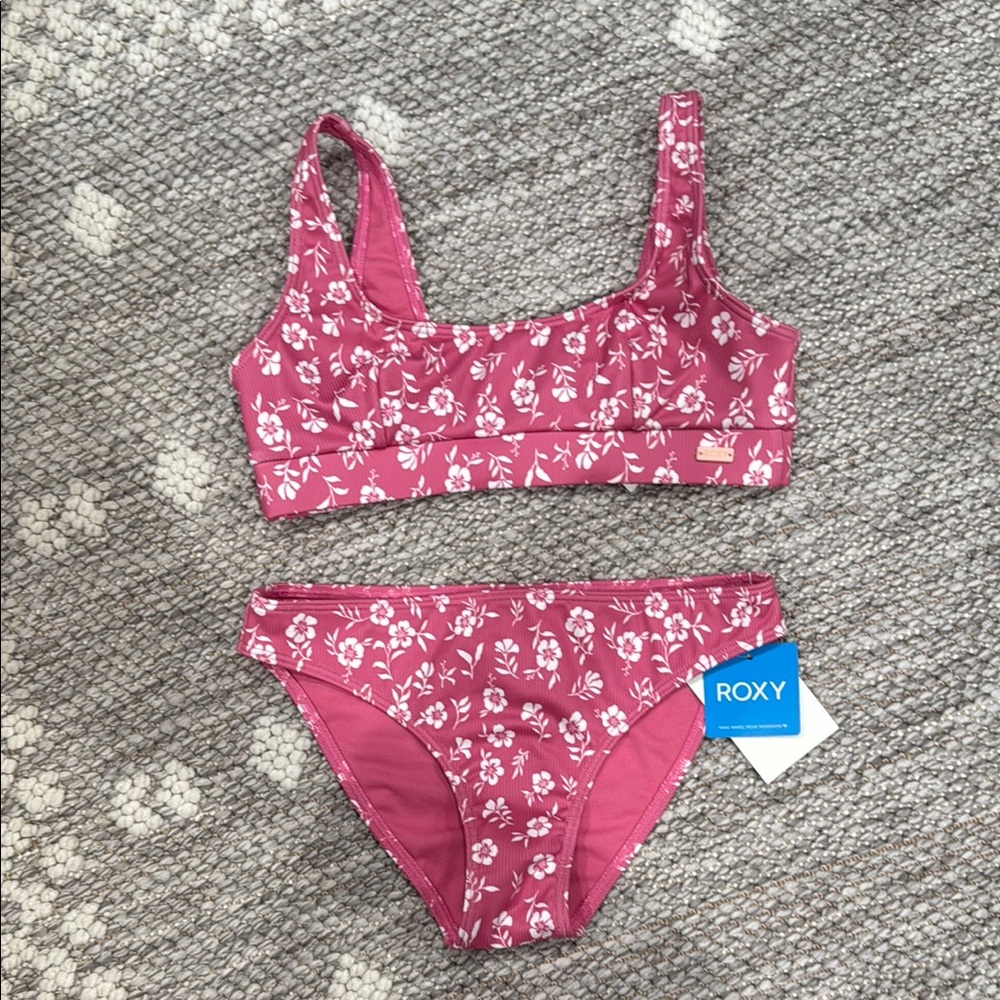 Roxy Pink Floral Kids Swim Bikini